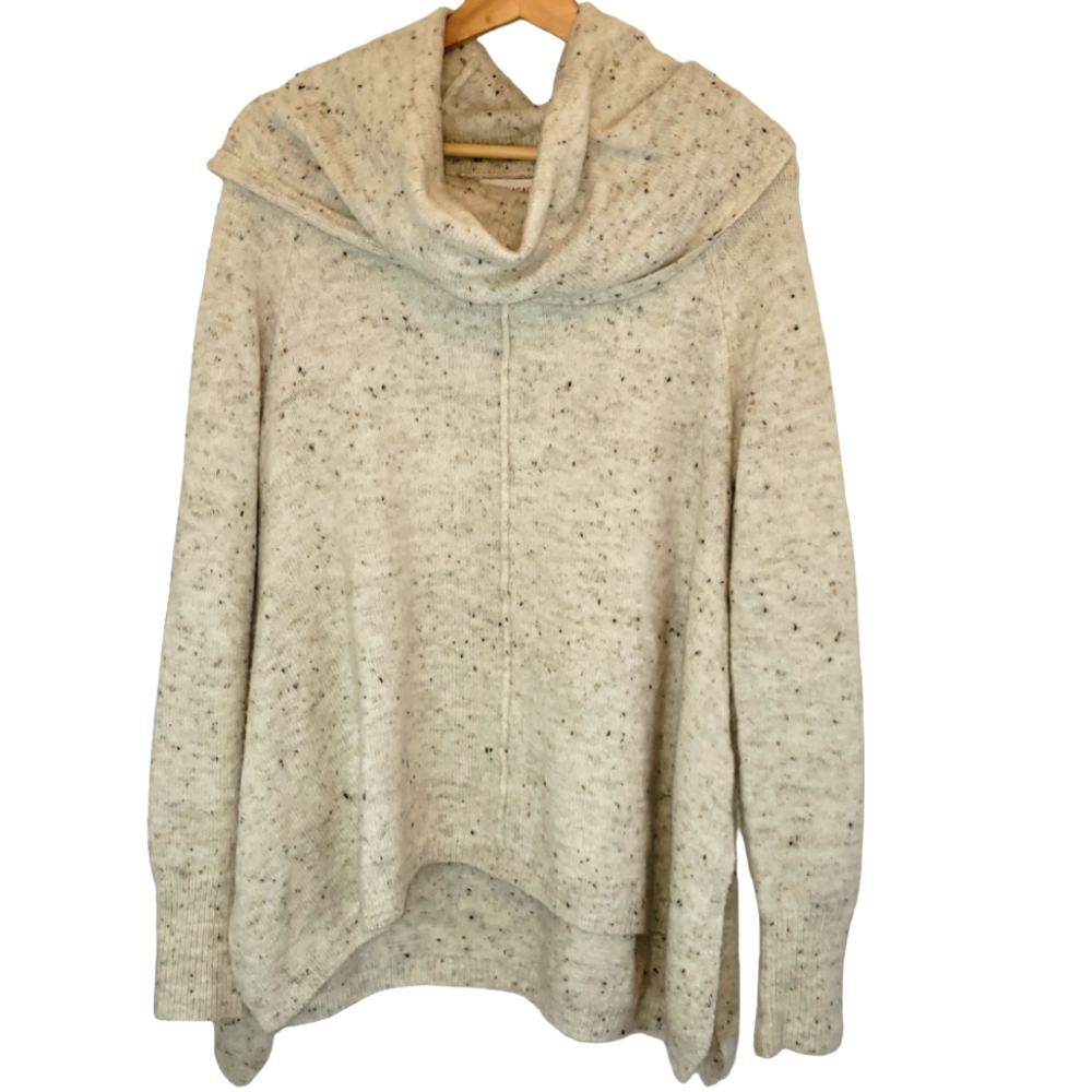 Yet Again Beige Knit Loose Cowl Neck Sweater Size Medium